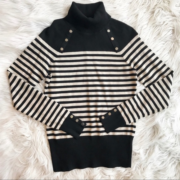 White House Black Market Tops - ☆WHBM☆ Striped Mock Turtle Neck